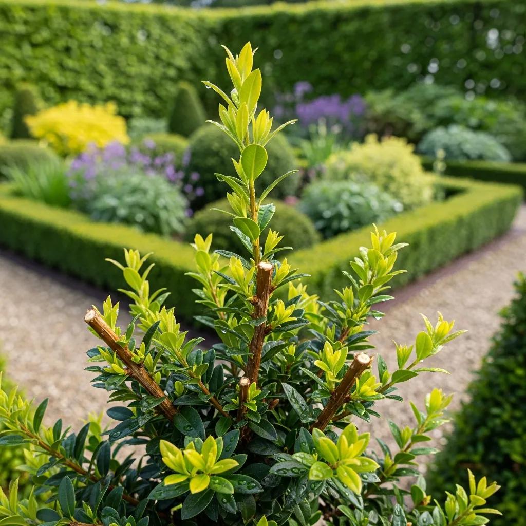 Close-up of a well-pruned shrub showcasing healthy growth