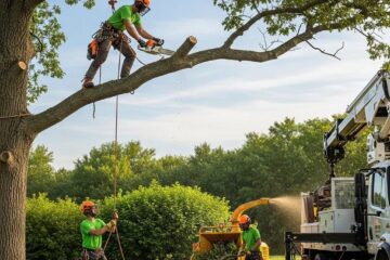 Professional tree removal service with certified arborist in action