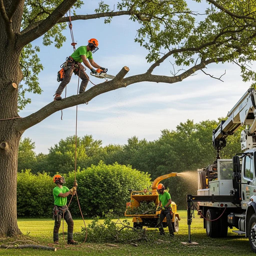 Professional tree removal service with certified arborist in action